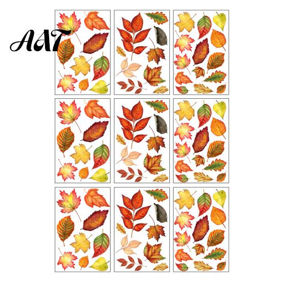 Soft Forest Animal Window Stickers 9 Sheets Fall Woodland Animals Clings, Autumn Maple Leaf Pumpkin Scene Layout Supplies Squirrel Fox Rabbit E