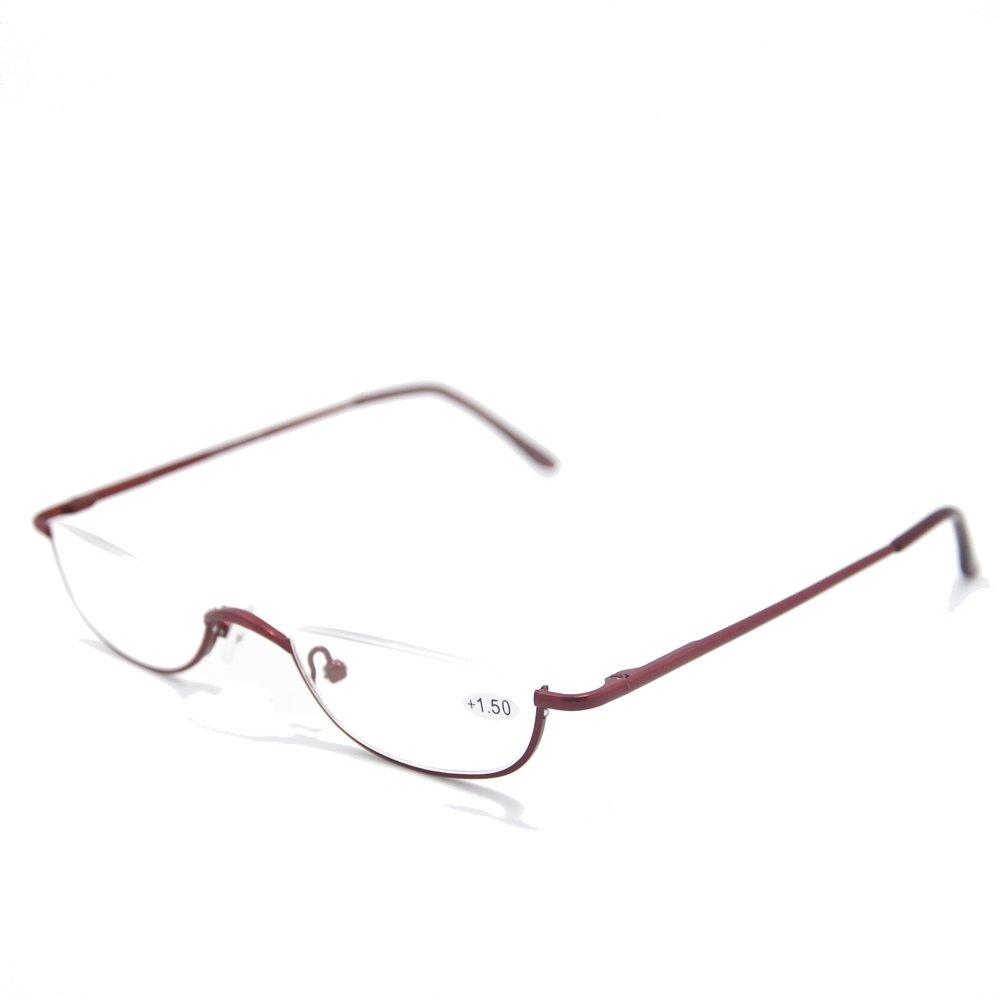 Yellowrock Set Retro Glasses Metal Reading Glasses Stylish Reading Glasses Portable Senior Glasses with Case Cloth Prescription To Red [Yellowrock]