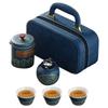 A25F- Travel Tea Set 1Set-Portable Teapot Tea Canister Tea Cup Outdoor Quick Cup Leather Carry Bag