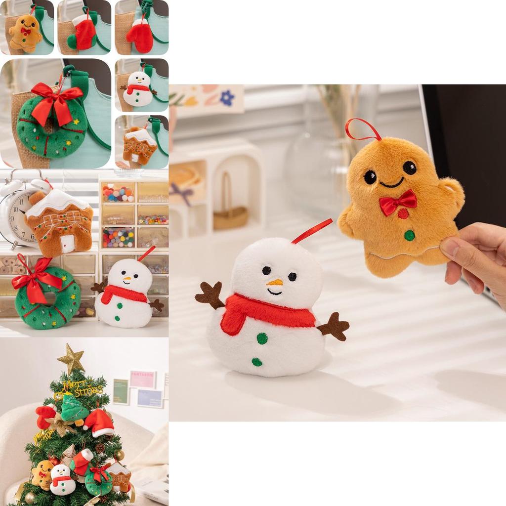 Adorable Plush Christmas Ornaments Collection Featuring Snowman Gingerbread Man Decor
