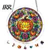 Reusable Halloween Hanging Sign Acrylic Puzzle Decor, 2D Ghost Pumpkin Skeleton Sign, Faux Window Decal Stained Glass Spooky for Party Home