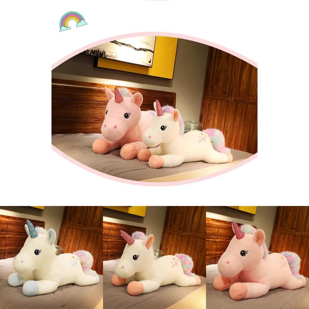 Charming Short Plush Unicorn Stuffed Animal Pillow Comfortable Bedside Support For Children