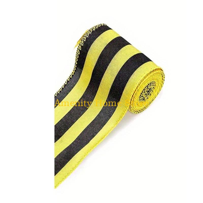 F26C Bumblebees Ribbon 1 Roll Handmade Bowknot Wreath Stair Decorations Supplies for Child Adult DIY Making Supplies