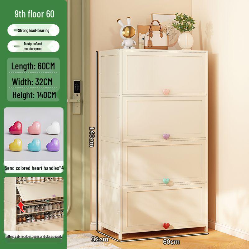 Cream Multi-Layer Off-White Shoe Cabinet - Space-Saving Hallway Storage Rack
