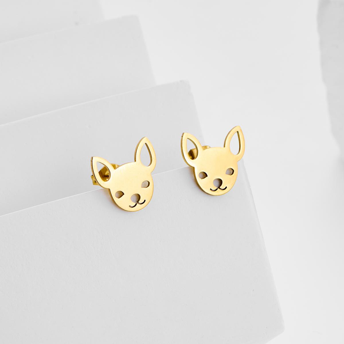 

2025 New Cartoon Cat Mouse Earring Women Student Teen Cute Animal Pattern Cartilage Piercing Earring Trendy Zircon Gifts Gold color