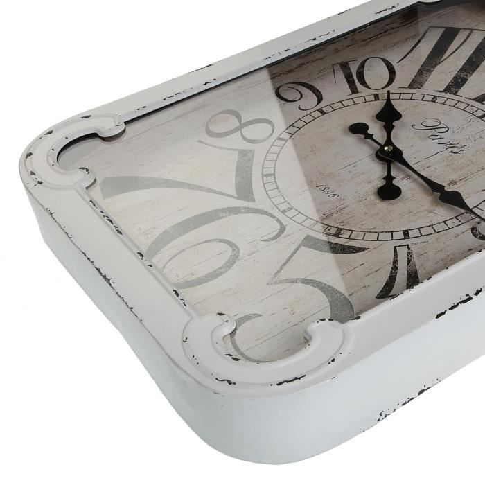 Horloge Murale - VERSA - Sedan - Métal - Blanc - Silencieuse 40cm