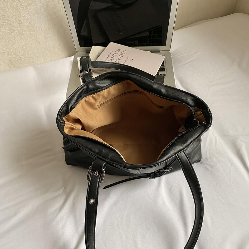 Faux Leather Tote Bag for Women with Belt Detail Fashion Shoulder Handbag Casual Everyday Use