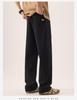 Men's All-Cotton Elastic Waist Wide-Leg Casual Pants - Solid Color, Floor-Length, Autumn Style