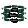 3-Piece Multicolor Puzzle Heart Best Friends Bangle Set, Titanium Steel Engraved