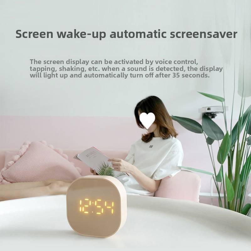 Mini Square Alarm Clock With Touch Screen Timer And Temperature Use Display
