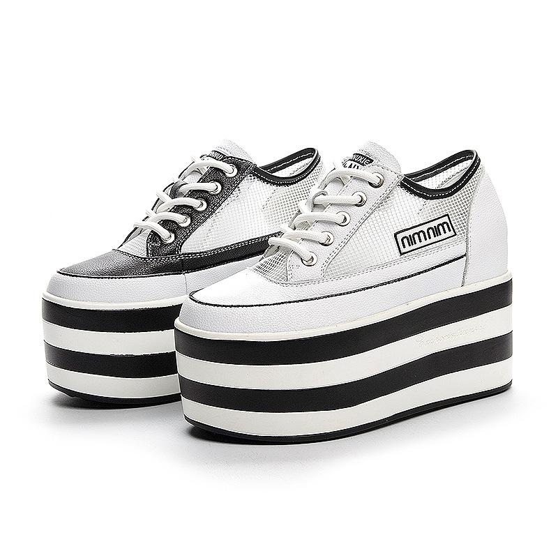 Muffin shoes women's summer new inner height increase mesh breathable women's shoes comfortable and thin super high heel platform casual shoes tide