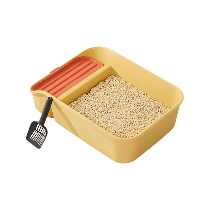 Cats Toilet with Litter Shovel Nonspill High Wall Smoothly Surfaces Litter Box for Kittens Use Easy Cleaning