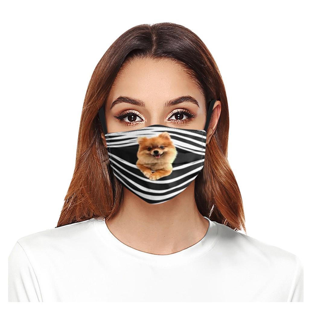1PC Mask + 2 PC Filters General Dogs Prints Breathable Washable Mask Face Cover