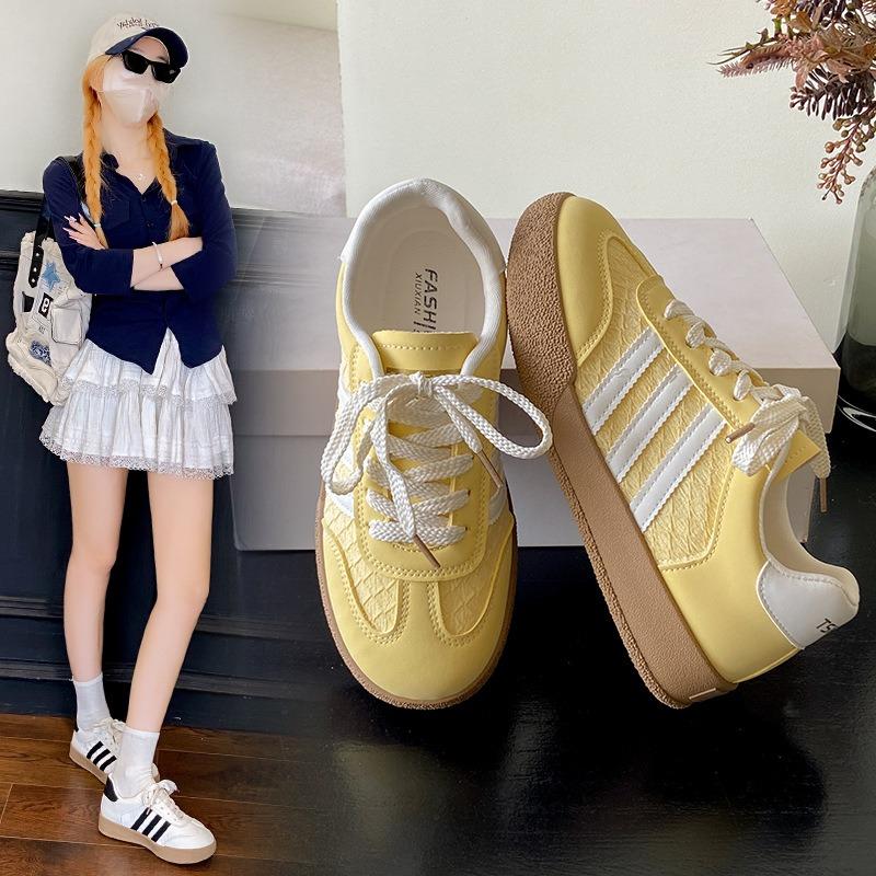 Yellow Women's New Summer Mesh Breathable Thick Baseplate Shoes Versatile