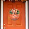 Harvest Festival Decor Front Door Garland, Autumn Decor Wooden House Number Pendant with Pumpkin Bow, Decorative Wreaths