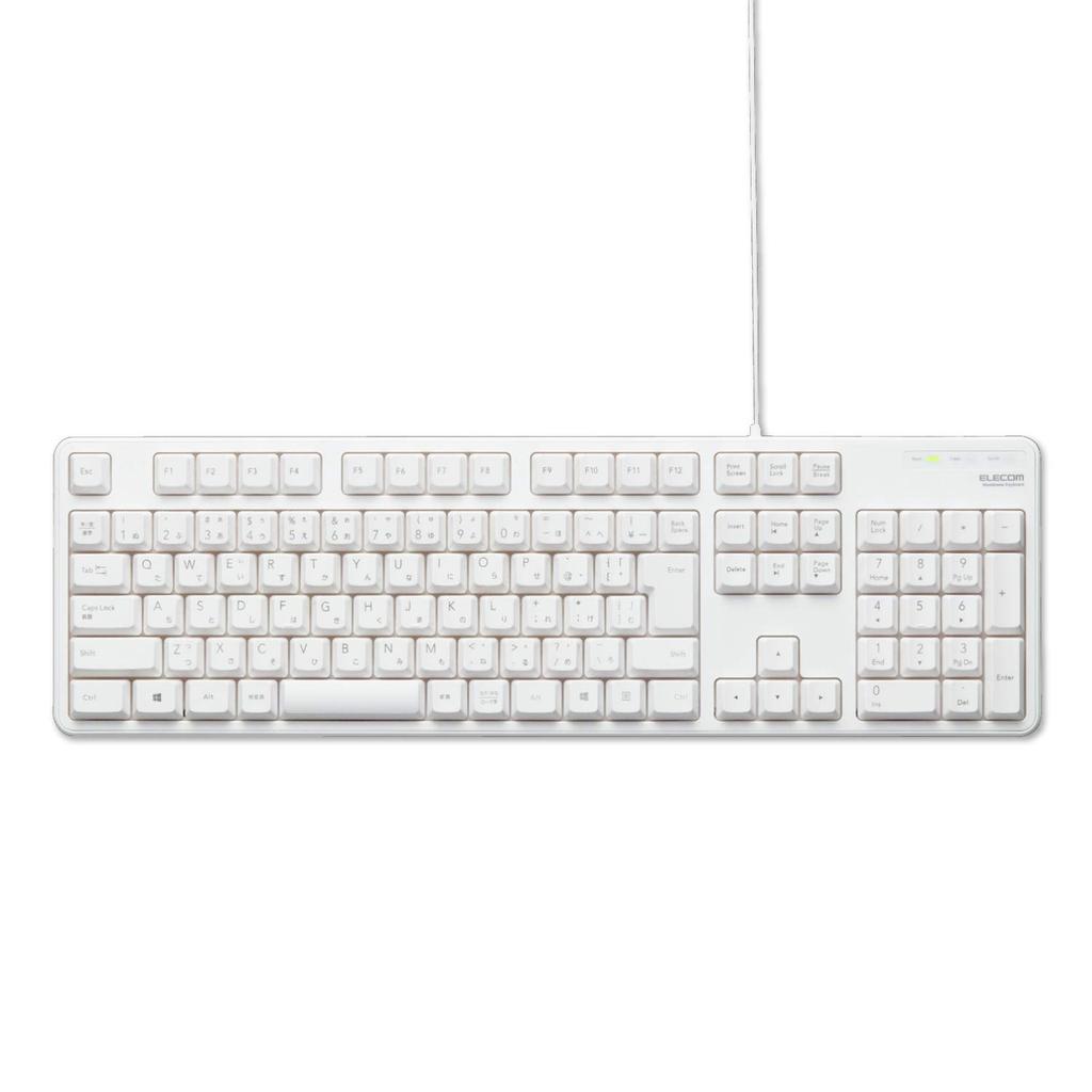 ELECOM Wired Keyboard Membrane Type Full Size White TK-FCM104WH