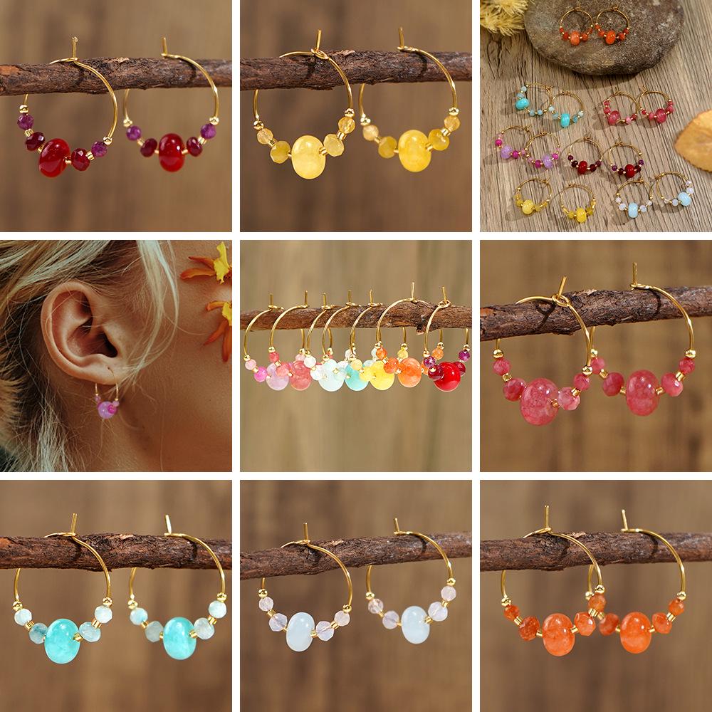 High-End Aventurine Abacus Bead Earrings for Women