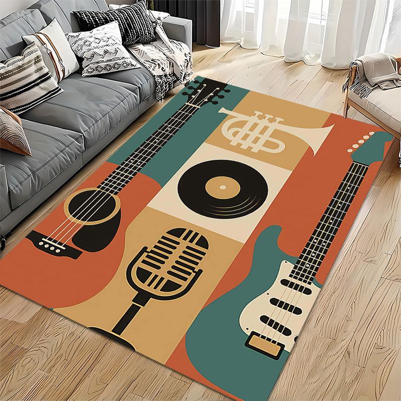 Retro Music Instruments Pattern suitable as a non-slip mat for the living room or bedroom sofa