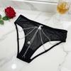 Low-waist Triangle Pants with Chains Open Crotch Lace Seamless Panties Women's Thong Girl