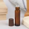 5ml 10ml Bursztynowe Przezroczyste Szklane Butelki Roll-on Plastikowa Nakrętka Imitująca Drewno Próbne Buteleczki z Kulka do Olejków Eterycznych Perfum