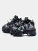 Retro Heavy Metal Platform Men's and Women's Graffiti Punk Muffin Black Rivets Small Height Increasing Dad Shoes
