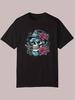 Casual Summer Graphic T-shirt - Skull with Roses Design