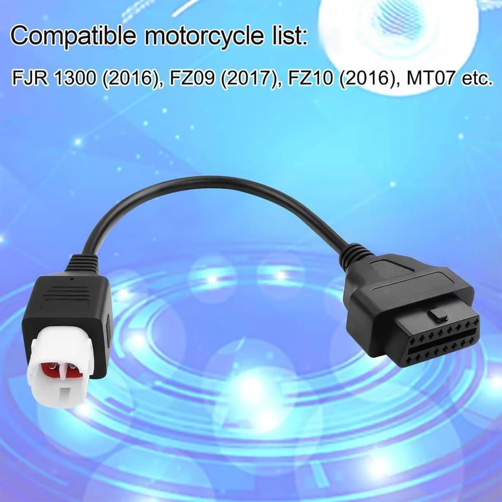 4-Pin OBD2 Adapter Compatible with Motorcycle Diagnostic Cable for Reading Fault Codes, Live Data