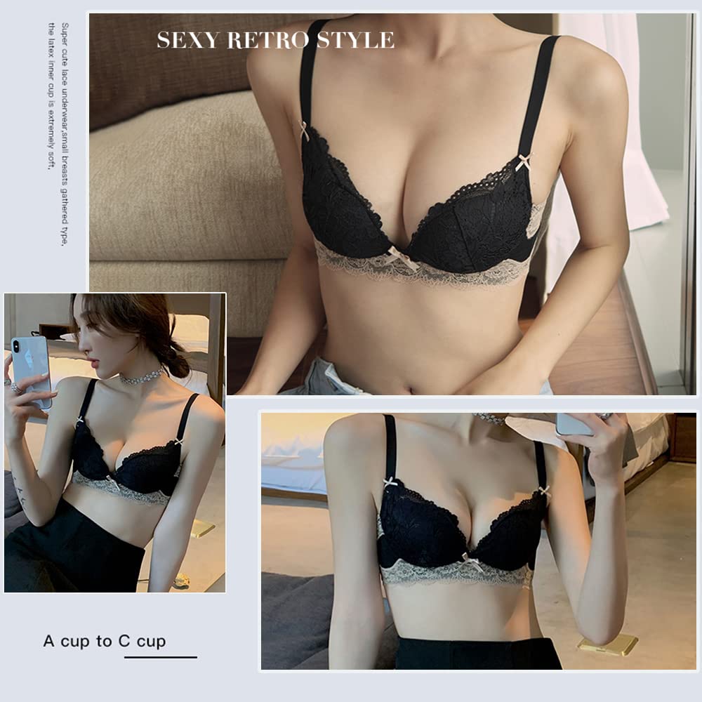 Bra and Shorts Super Busty High Side No Beautiful Bra [FLYSHION] Set, Bra, Non-wired, Design, Cleavage-enhancing, Soft, Tightness, Breathable,