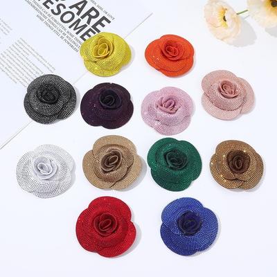 3D Design Flower Brooch Pin Self-Adhesive Option DIY Craft Patches  For Corsage Badge