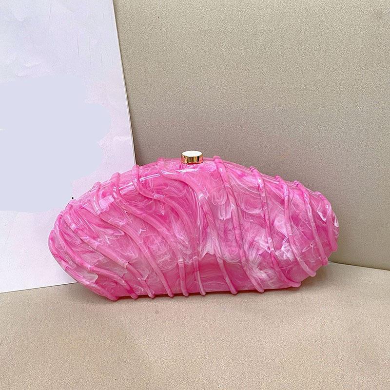 Elegant Acrylic Women's Handbag With Stone Pattern Simple Chain Crossbody Bag For Evening Events Hard Texture Chinese Origin