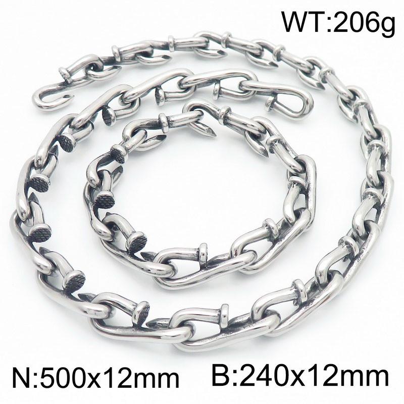 Trendy Jewelry Nail Bracelet, Retro Personalized Design Hook Interlocking Titanium Steel Men'S Jewelry