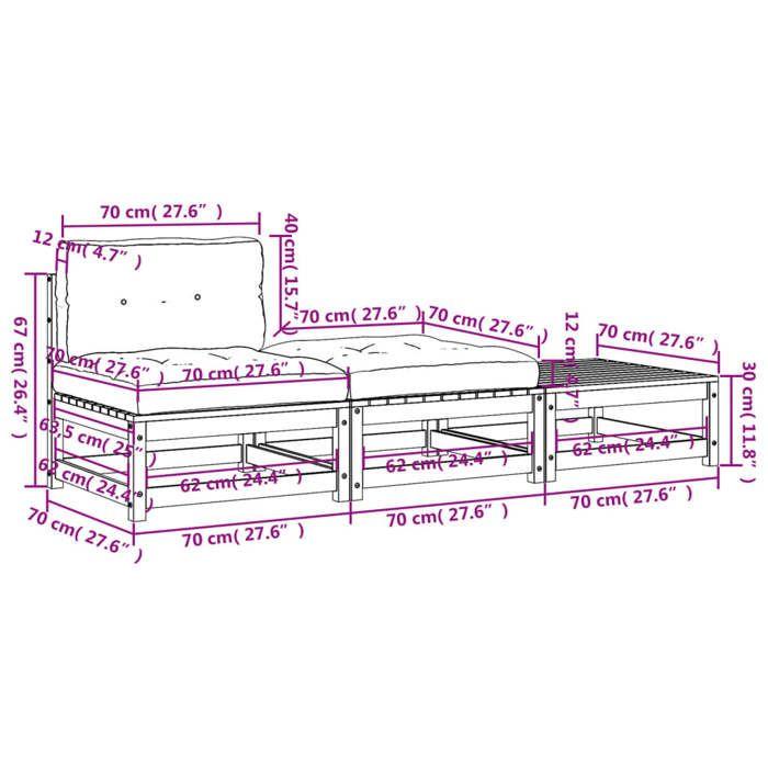 VidaXL Canapé de Jardin sans Accoudoirs avec Coussins et Repose-pieds, Siège avec Dossier, Meuble de Terrasse Patio 838141