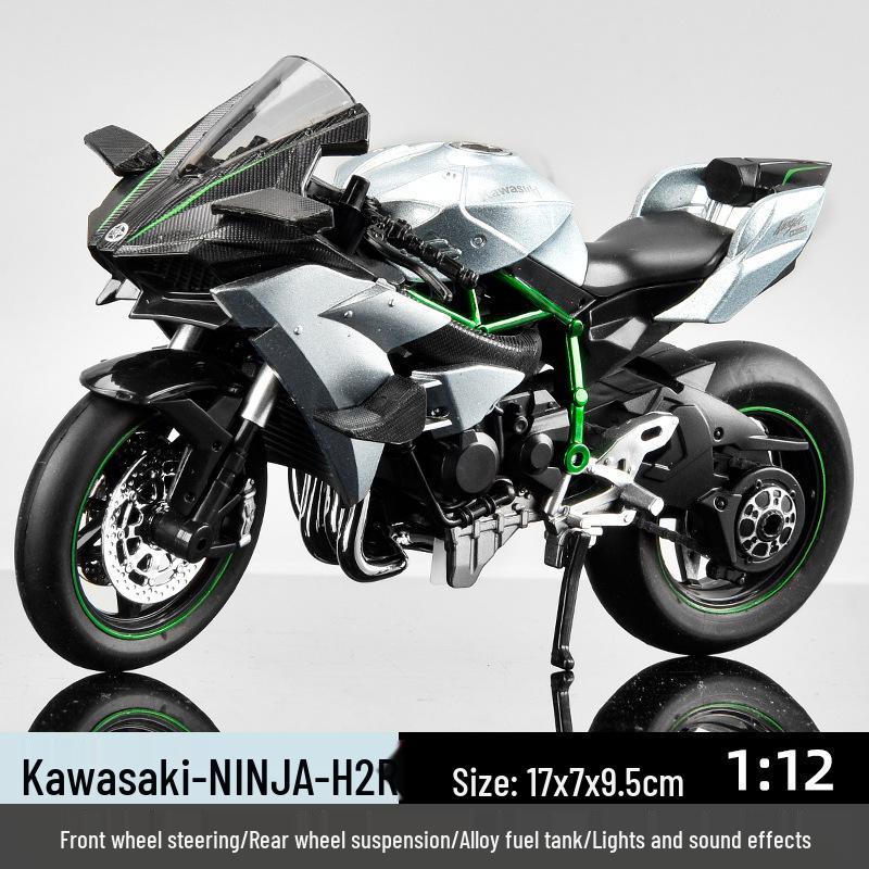 1:12 Kawasaki Ducati Alloy Motorcycle Toy with Sound, Light, and Sliding Motion