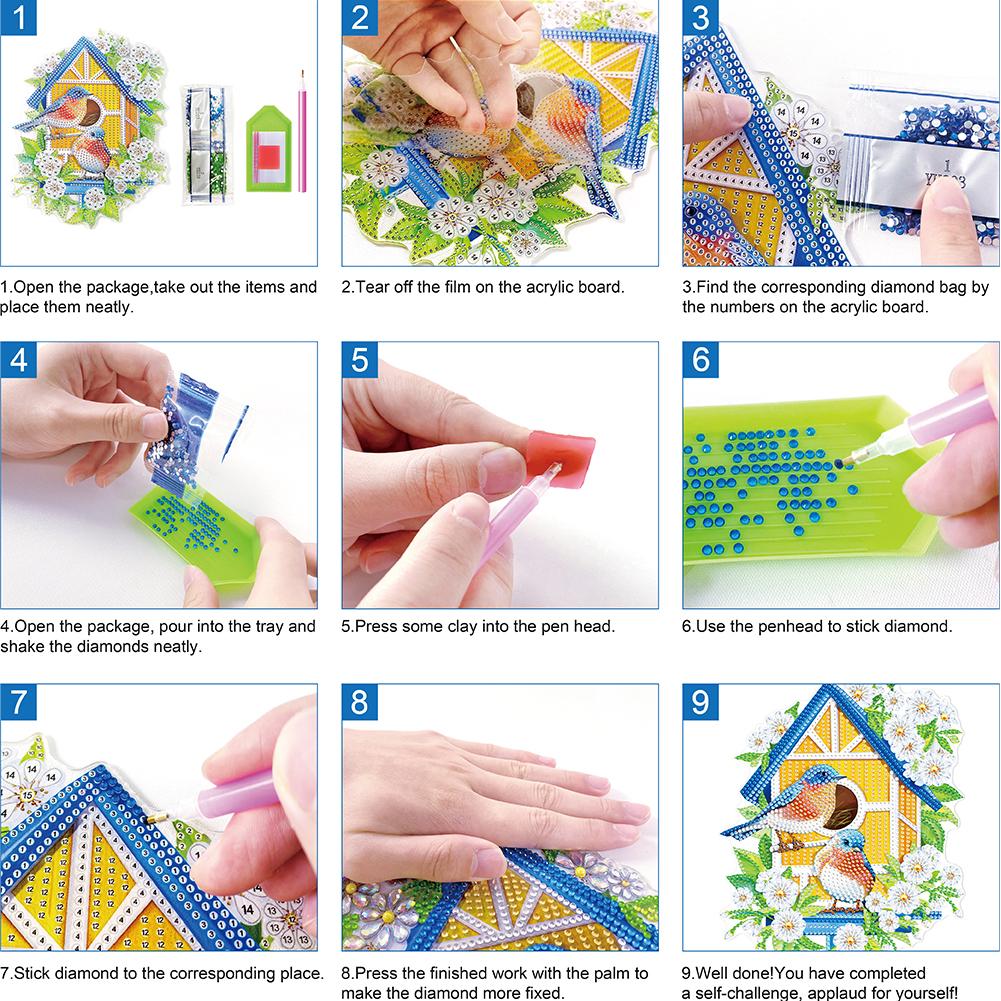 2D Acrylic DIY Diamond Art Fridge Magnet Kit Special-Shaped Drill Refrigerator Diamond Art Magnets for Adults Home Decor
