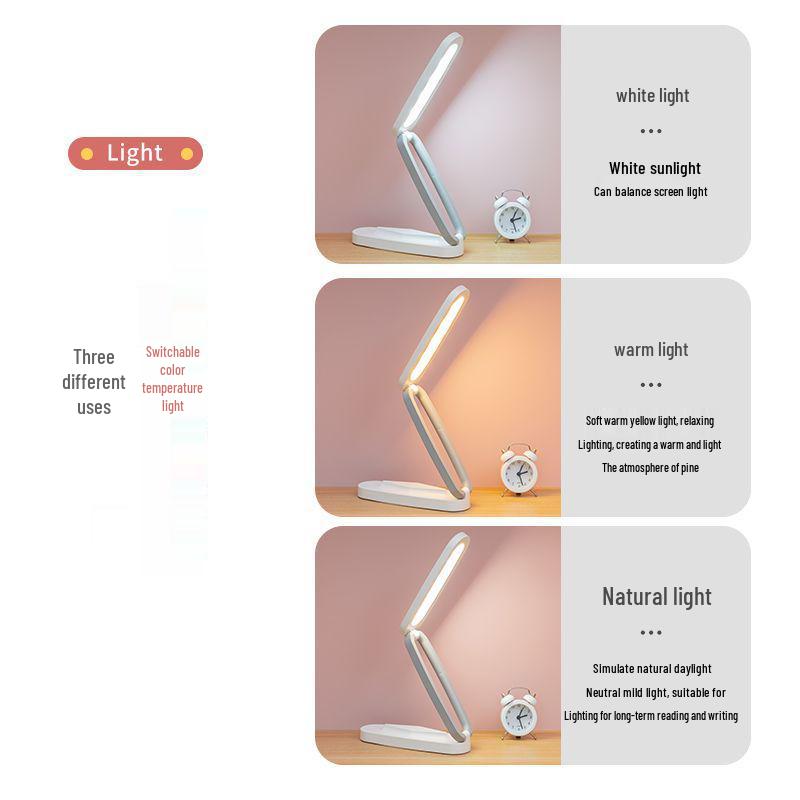 USB Rechargeable Folding LED Desk Lamp - Eye Protection Study & Reading Light for Students