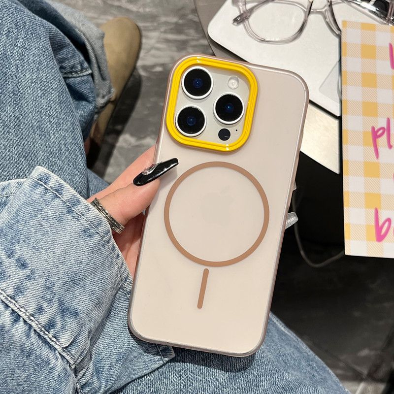 Applicable to iPhone16 ice mist translucent fine ring magnetic mobile phone case Apple 15 matte skin feeling large hole protective case