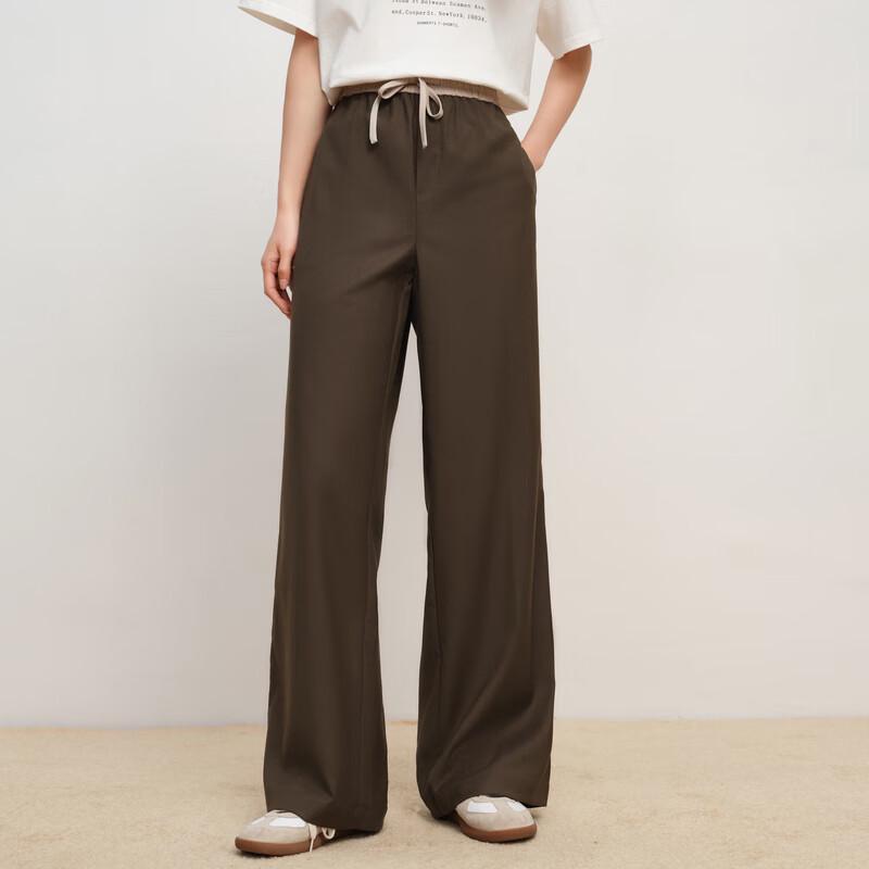 Elva' Island Women's Retro Brown Long Casual Pants