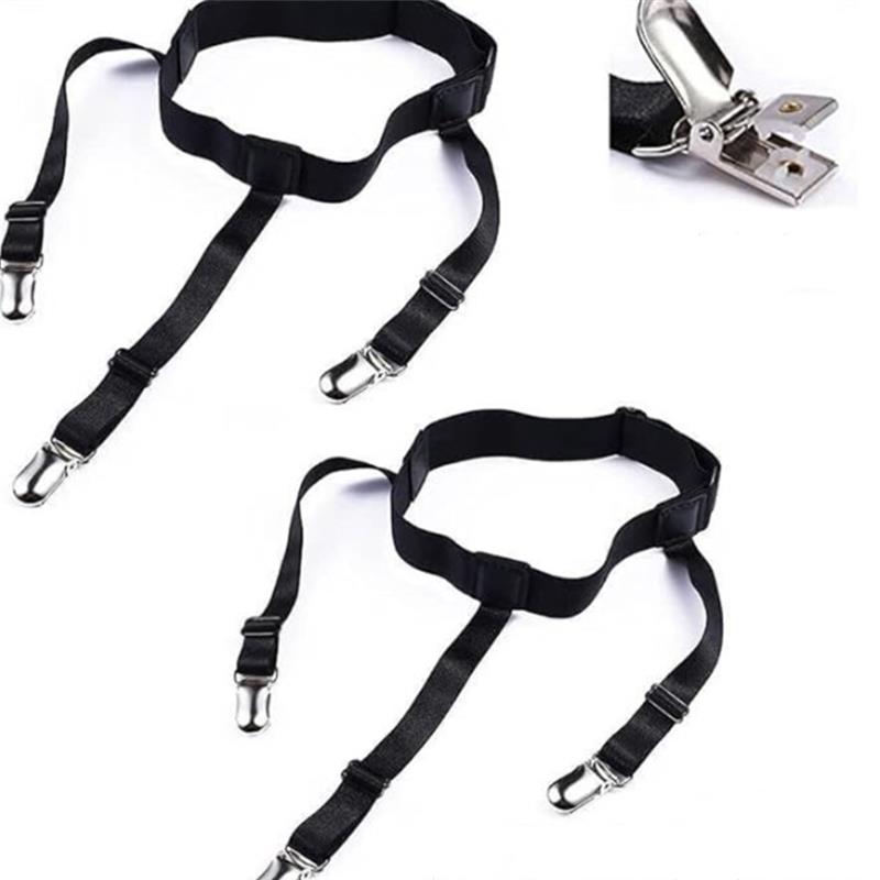 1 Pair Elastic Mens Shirt Stays Striped Suspenders Straps Anti-skid Belt Garters Nylon Adjustable Shirt Holders For Male