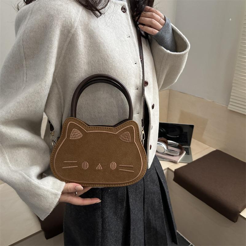New Cute Cat, Small, Exquisite, Fashionable and Versatile, Trendy Simple and High-end Girl's One-shoulder Messenger Handbag