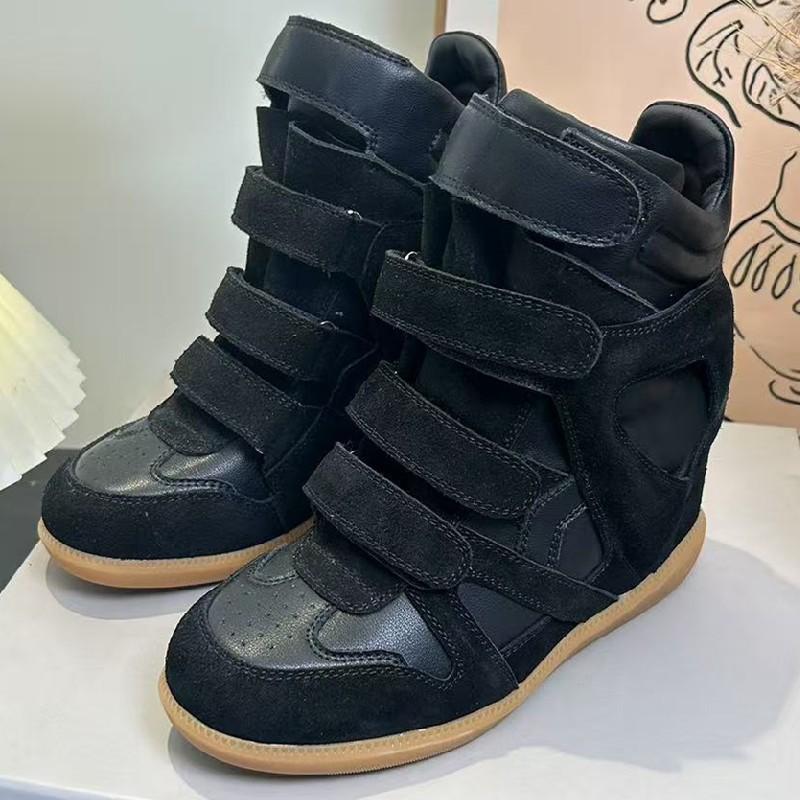 Onzichtbare Schoenen met Binnenverhoging voor Dames, Herfst Nieuwe Hoge Schoenen, Kleurblokkerende Schoenen met Ronde Neus en Klittenband, Sport- en Vrijetijdsschoenen, Wandelschoenen