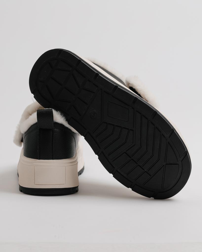 Stivali invernali con plateau Melanda 581107 36 bianco e nero pelle pelliccia