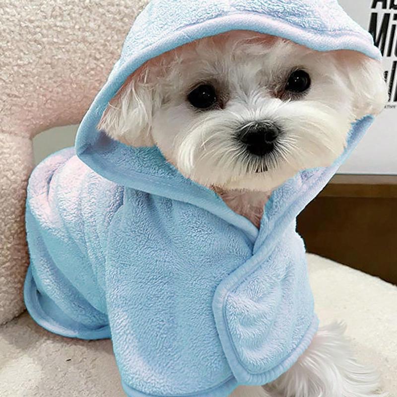1 pièce Robe de bain pour animal de compagnie avec capuche, Plusieurs tailles et couleurs disponibles, Serviettes pour chiots, Serviettes pour animaux de compagnie, Accessoires pour chiens, Serviettes pour chats, Serviettes pour chiens