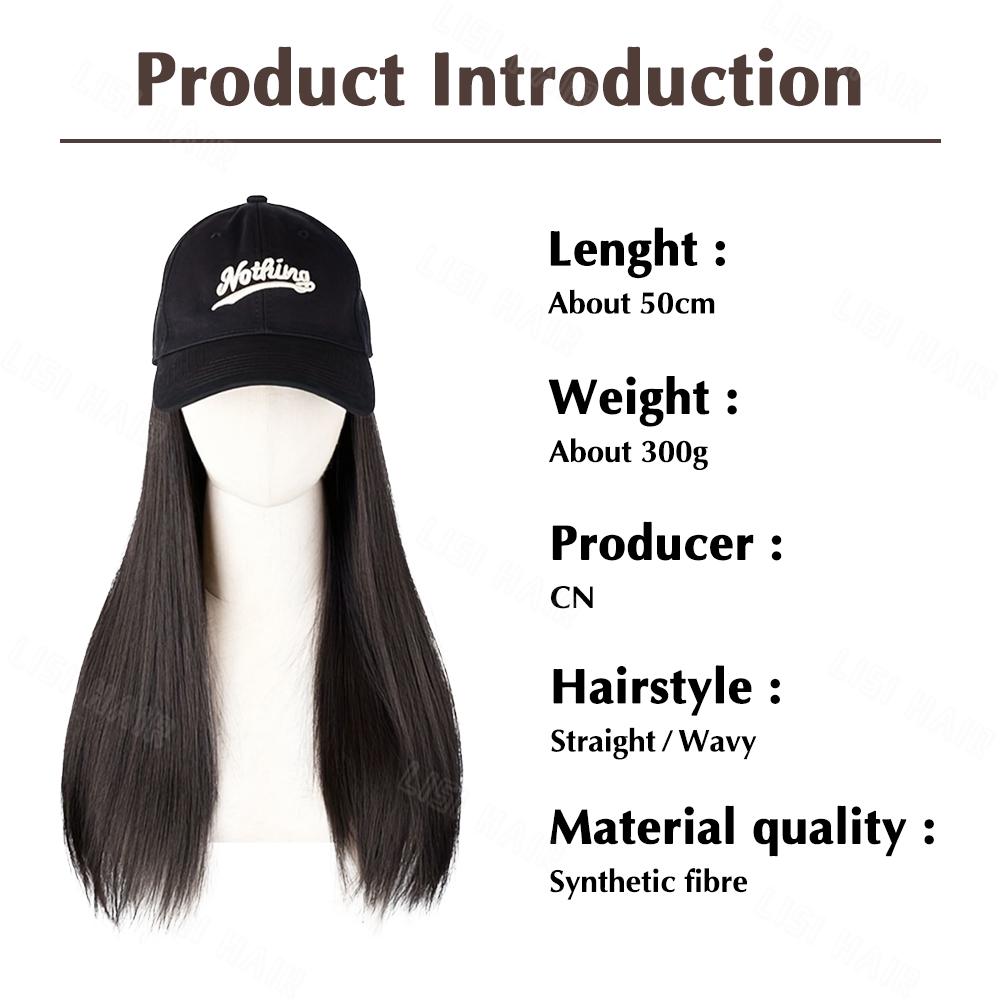 MERISIHAIR Peruca Sintética com Chapéu Peruca Longa Lisa Para Mulheres Peruca Amigável Resistente ao Calor Para Uso Diário