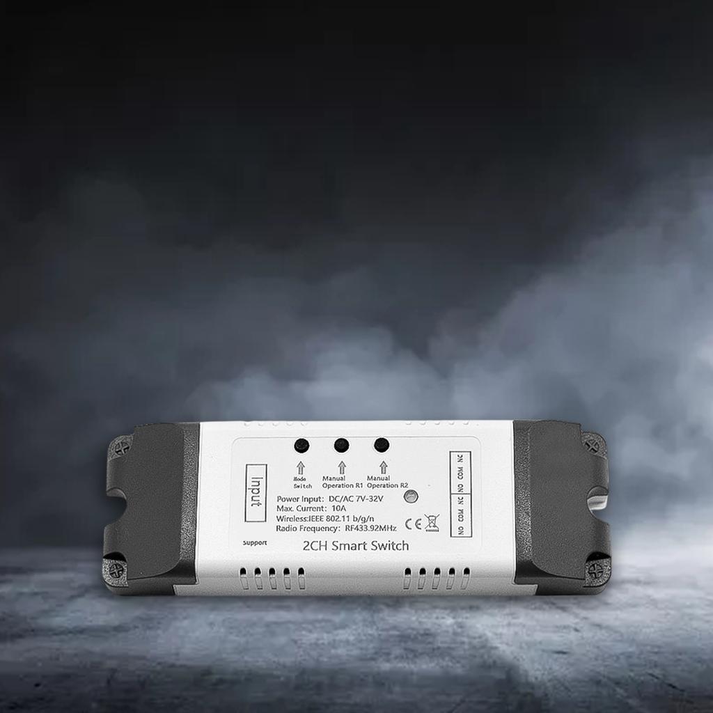 2CH WiFi RF433 Wireless Switch-Relay, Inching Self-Locking Interlock Modes Smart-Life App-control Modules AC-DC 7V-32V