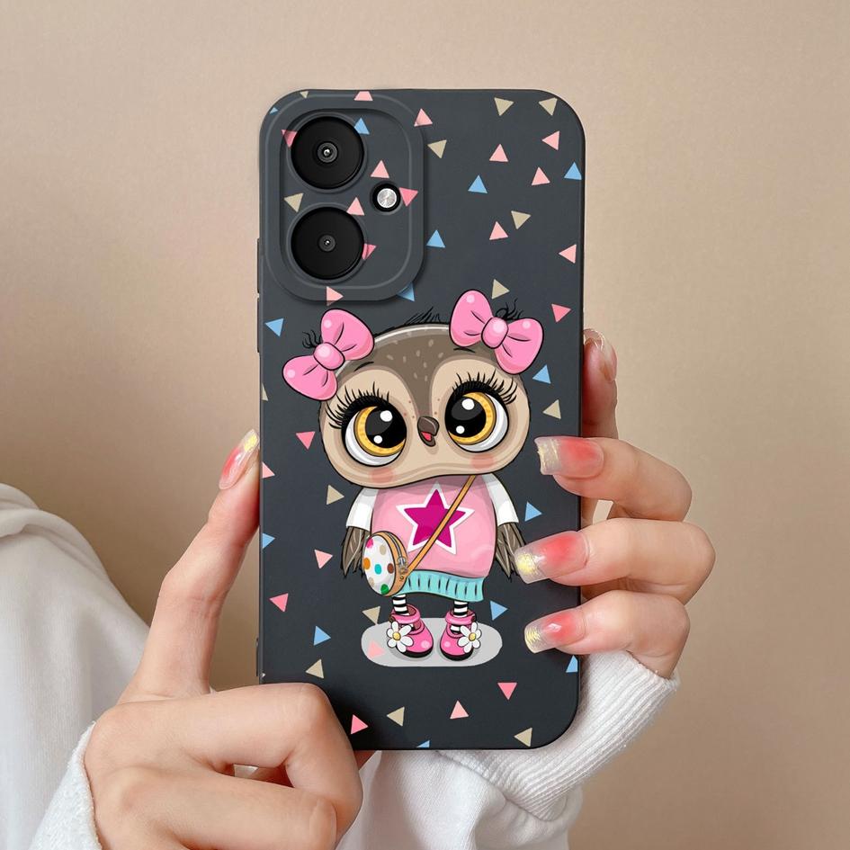 Cute Owl Cat Cartoon Pattern Back Cover For Xiaomi Poco M6 5G X6 Pro F6 F5 Pro Phone Cases Liquid Silicone Screen Protector Housing Bumpers For Xiaomi