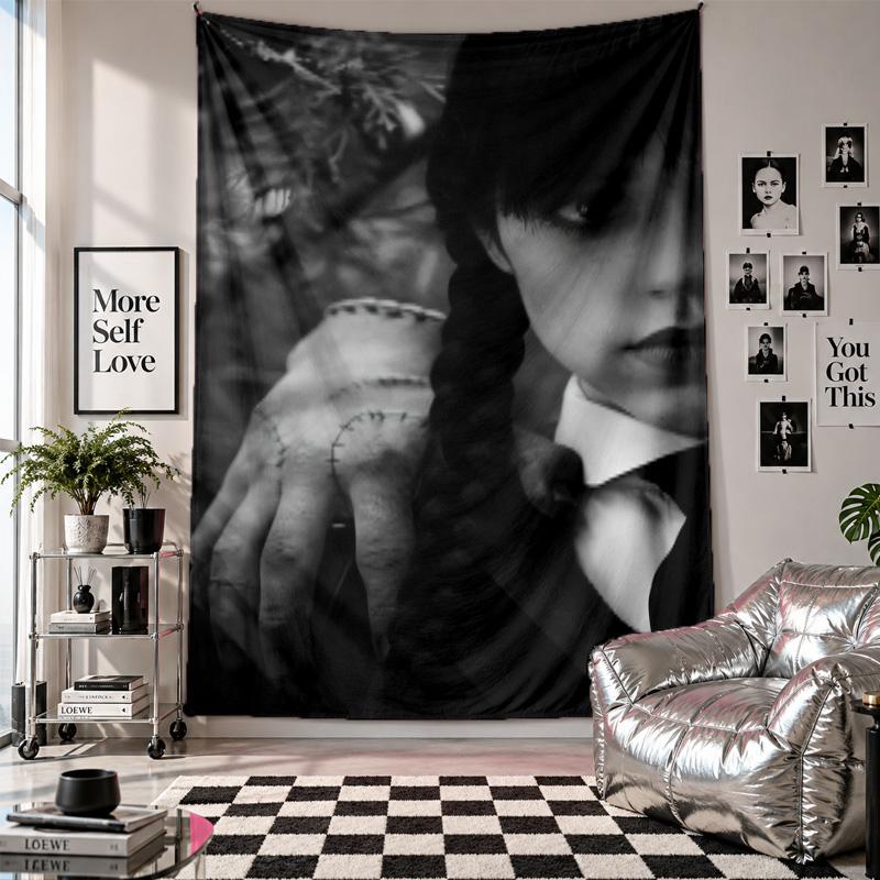Wall TapestryWednesday Addams Art Hanging Cloth Decorative Background Cover for Room Decoration