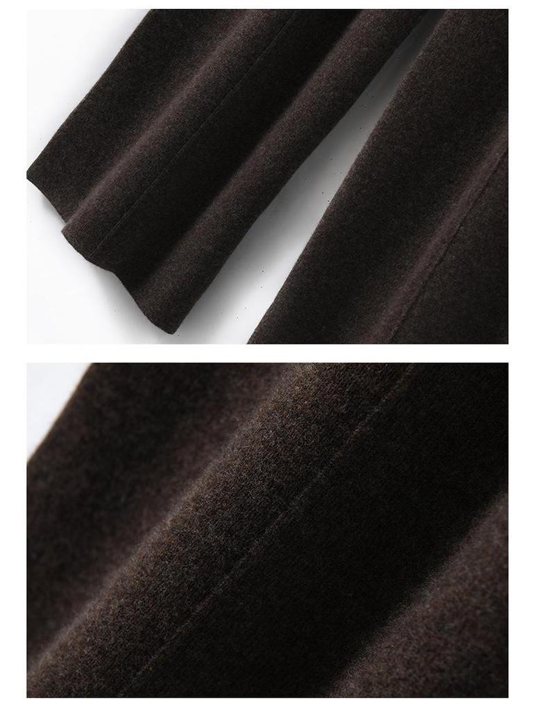 Autumn/Winter Women's High Waist Knitted Wide-Leg Pants - Solid Color, Korean Style