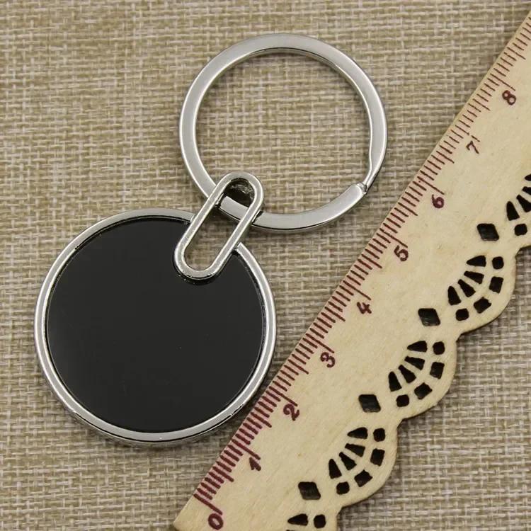 Custom Engraving Logo Name Metal Keychain Personalized Keyring Key Ring Chain Plate Laser Marking Black Mirror Promotional Gift No Customized