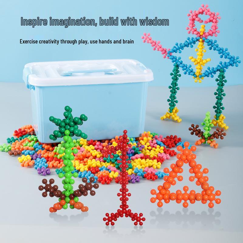 Plum Blossom Rotating Snowflake Building Blocks: 3D Interlocking Educational Toys for Kindergarten