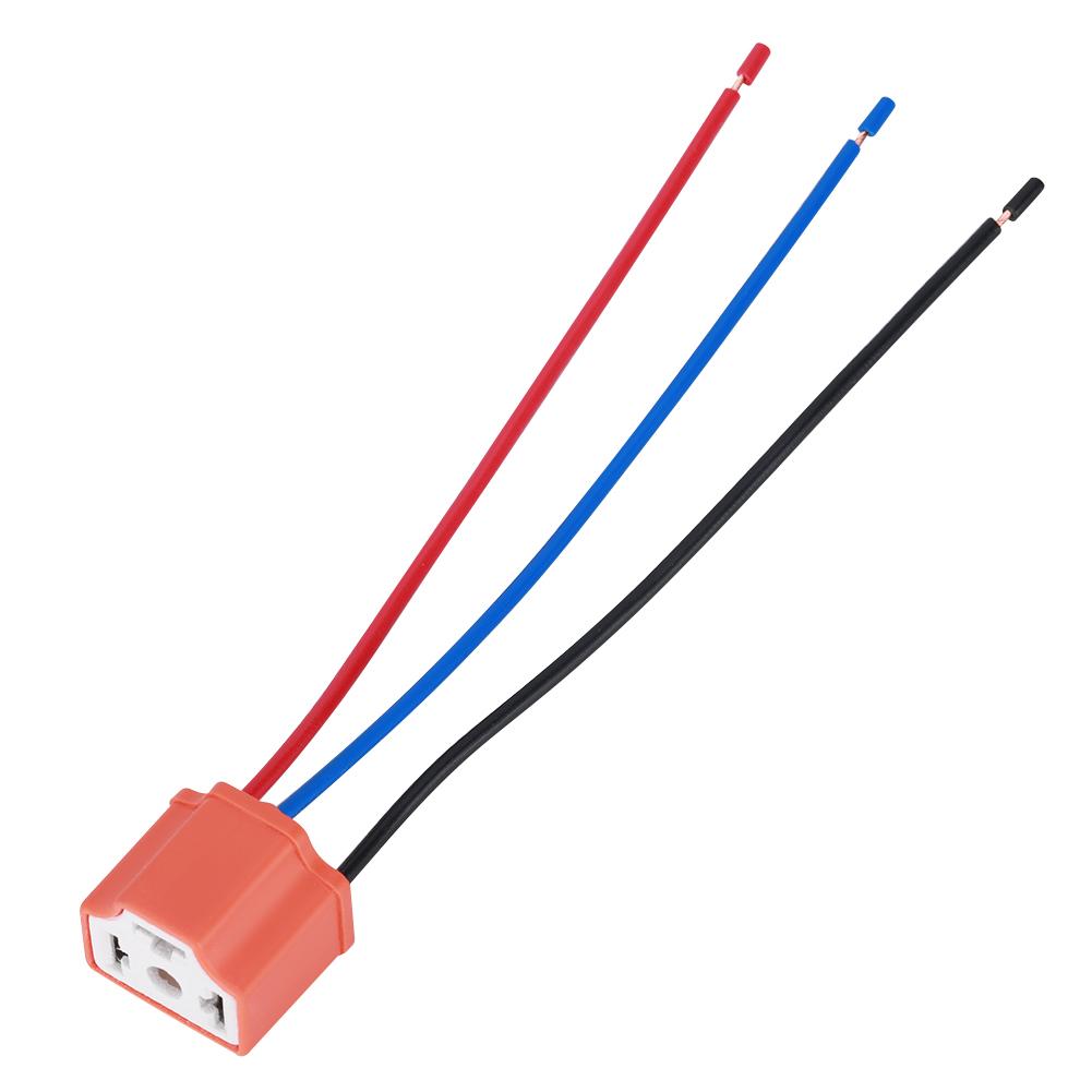 H4   9003 Female Ceramic Headlamp Wiring Harness Plug Socket Connector Adapter Filament Wire